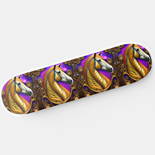 Skateboard Añadir nombre, caballo dorado Steampunk