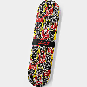 Skateboard Añadir nombre, cifras de resumen negro amarillo ro