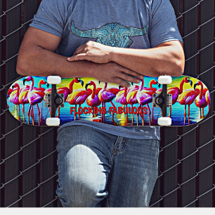 Skateboard Añadir nombre, Flocking Fabulous Flamingo Pink Red