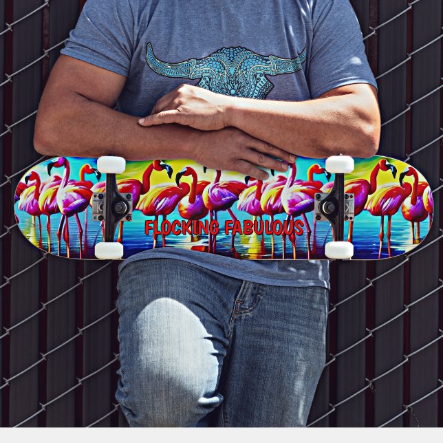 Skateboard Añadir nombre, Flocking Fabulous Flamingo Pink Red (Subido por el creador)