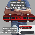 Skateboard Añadir nombre iniciales franjas rojas negro aparie<br><div class="desc">Añade cualquier nombre o iniciales que quieras en este gran diseño - Visita mi tienda para ver muchos más diseños de skateboard y camisetas de skateboard,  Hoodies,  Backpack,  Blankets y más.</div>