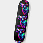 Skateboard Añadir nombre, Lobo de neón azul rosado<br><div class="desc">Añadir nombre o cualquier texto,  Lobo Neón azul rosado - ver mi tienda para muchos más grandes diseños.</div>