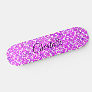 Skateboard Añadir nombre o texto, escalas de sirena malva mor