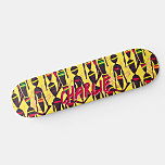 Skateboard Añadir nombre, resumir figuras africanas en amaril<br><div class="desc">Añadir nombre o cualquier texto,  Resumen de figuras africanas en amarillo - ver mi tienda para muchos más grandes diseños.</div>