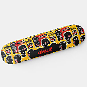 Skateboard Añadir nombre, rojo negro abstracto cabeza en amar