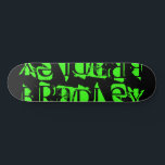 Skateboard Añadir su propio nombre personalizado personalizad<br><div class="desc">Añadir su propio nombre personalizado Skateboard personalizado incluye su nombre personalizado en la tipografía moderna neon grren sobre un simple fondo negro. Personalice editando el texto en el cuadro de texto proporcionado. Dé un regalo hecho por el personalizado, patineta personalizada a tu patinador favorito para Navidades, cumpleaños o tu BFF....</div>