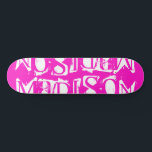 Skateboard Añadir su propio nombre personalizado rosa calient<br><div class="desc">Añadir su propio nombre personalizado Skateboard personalizado incluye su nombre personalizado en una tipografía moderna en blanco sobre un simple fondo rosa caliente. Personalice editando el texto en el cuadro de texto proporcionado. Regale un regalo hecho por un personalizado, patineta personalizada a su patineta favorita para Navidades, cumpleaños o BFF....</div>