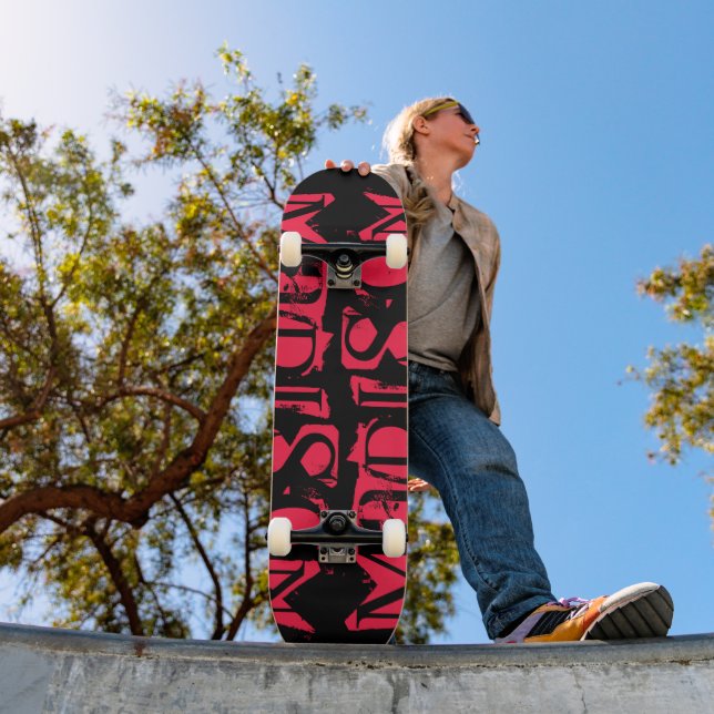 Skateboard Añadir su propio nombre personalizado Rosa neón pe (Exterior 1)