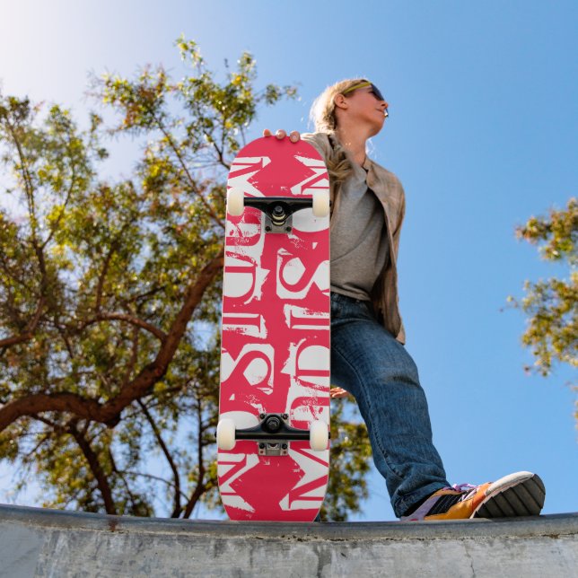 Skateboard Añadir su propio nombre personalizado Rosa neón pe (Exterior 1)