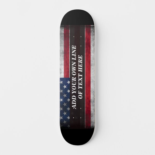 Skateboard Añadir tu texto a la bandera estadounidense (Anverso)