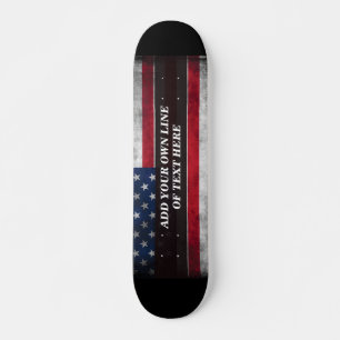 Skateboard Añadir tu texto a la bandera estadounidense
