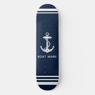Skateboard Ancla de barco náutico azul marino personalizada