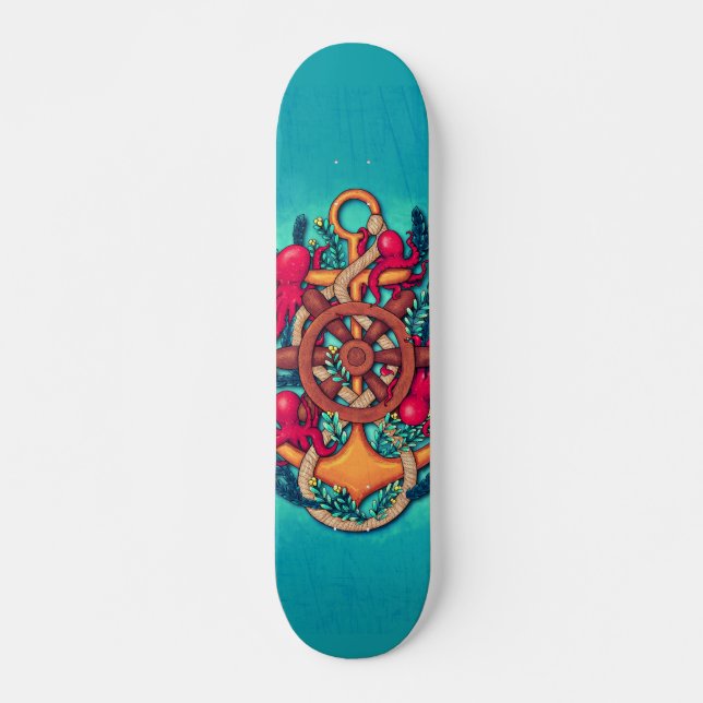 Skateboard Ancla y pulpos (Anverso )