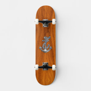 Skateboard Anclaje cromado de cuerdas en la puerta de teca