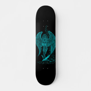 Skateboard Ángel perdido en el amor, negro y verde diseño