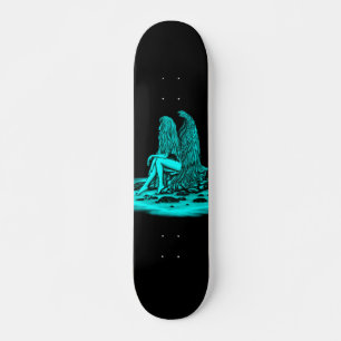 Skateboard Ángel, perdido en el pensamiento, negro y verde D