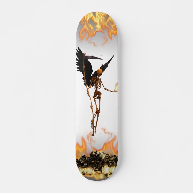 Skateboard Ángel Skeleton Demon Wings Flames (Anverso )