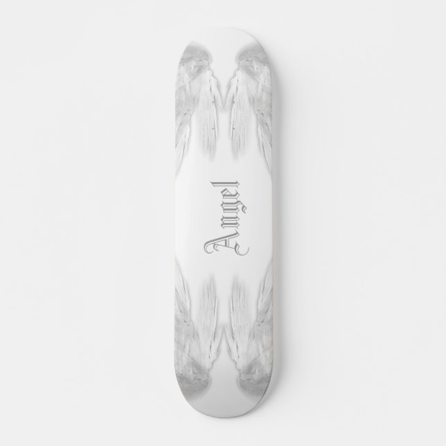 Skateboard ANGEL WINGS White Custom Name (Anverso )