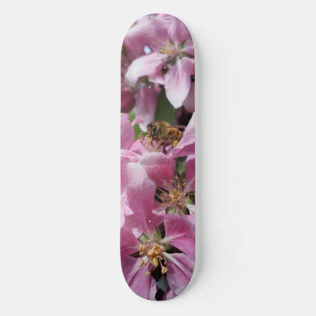 Skateboard Angery Honey Bee On Pink Crabapple Flor (Anverso)