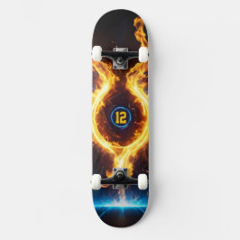 Skateboard Anillo de Energía Mágica de Llama Naranja Azul Dep