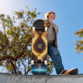 Skateboard Anillo de Energía Mágica de Llama Naranja Azul Dep