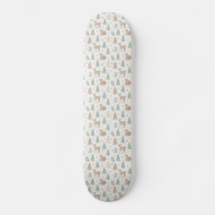 Skateboard Animales de Bosque Invernal Patrón Continuo