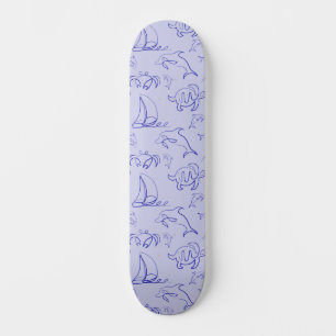 Skateboard Animales marinos y patrón de dibujo de una línea