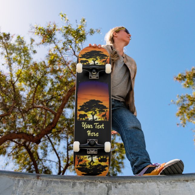 Skateboard Animales salvajes al atardecer en la sabana africa (Exterior 1)