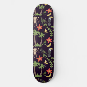 Skateboard Animales tropicales de mono y macao sin costura