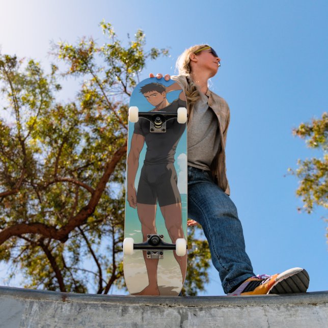 Skateboard Anime Boy en la playa (Exterior 1)