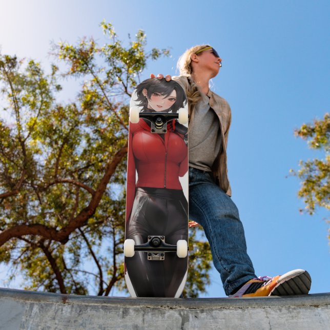 Skateboard Anime Chica en cuero (Exterior 1)