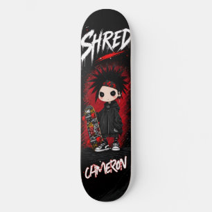 Skateboard Anime Japonés Emo Rojo y Negro Personalizado