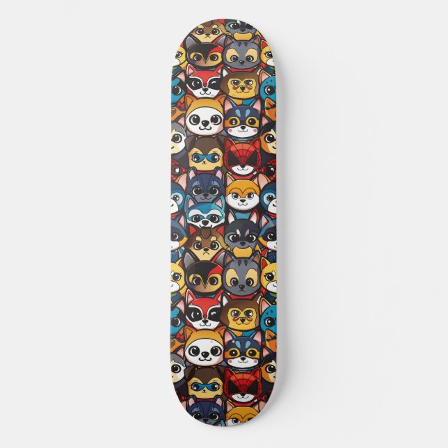 Skateboard Anime Kawaii Chibi Cute los gats de superhéroes (Anverso)