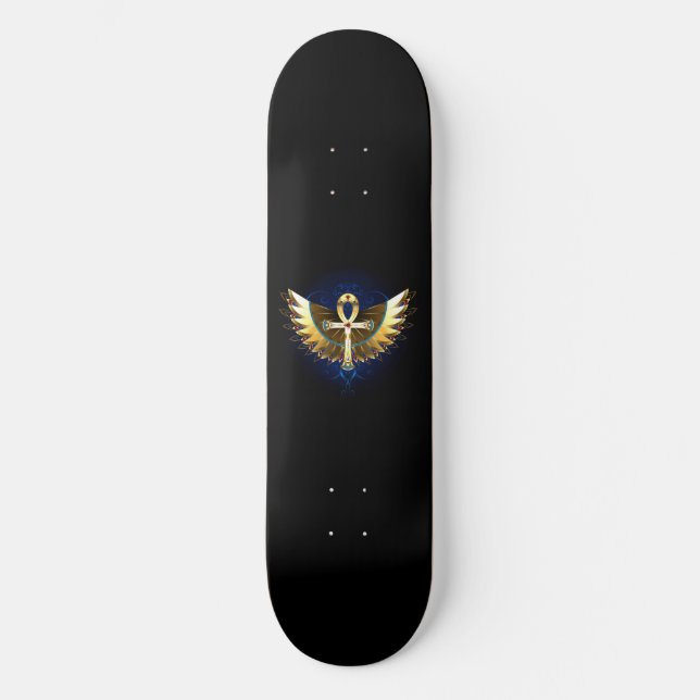 Skateboard Ankh de oro con alas (Anverso)