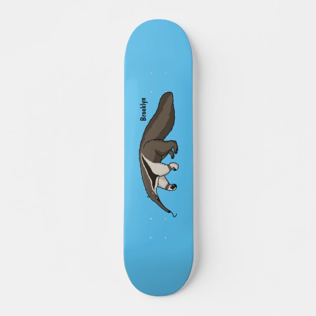 Skateboard Anteater feliz personalizado ilustracion (Anverso )