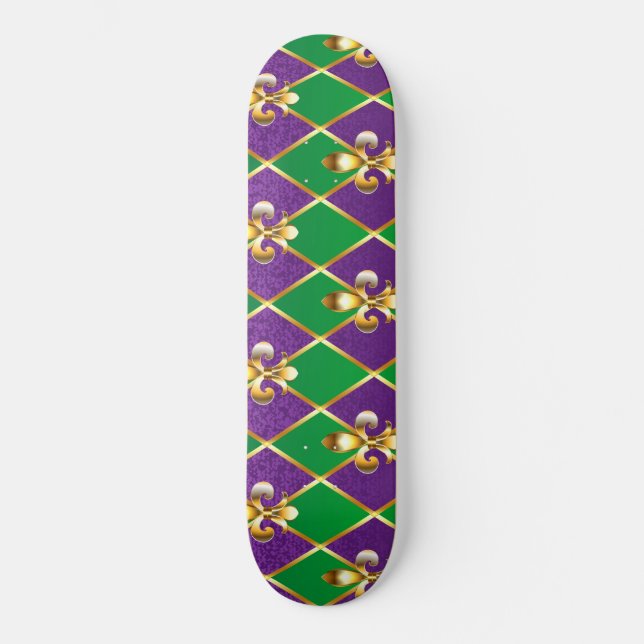 Skateboard Antecedentes de joyas Mardi Gras (Anverso)