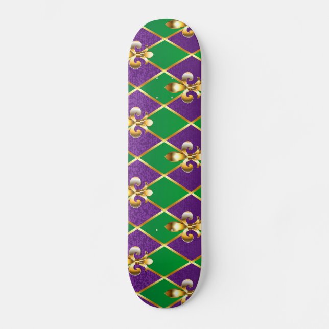 Skateboard Antecedentes de joyas Mardi Gras (Anverso)