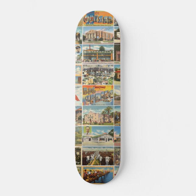 Skateboard Antiguo tablero de postales de Texas (Anverso)