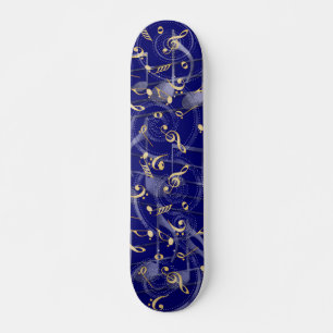 Skateboard Anuncio azul marino de música artística notas de s