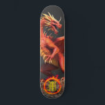 Skateboard *~* AP88 Círculo de furia del dragón elemental de<br><div class="desc">(Código de búsqueda AP88 para encontrar elementos similares ) Transferir fácilmente a otros productos Zazzle. Elemento elemental DRAGON con ANILLO de FUEGO / LLAMAS / LLAMA y MONOGRAMA INICIAL para su nombre - Mantener o editar o borrar el texto. Este Fierce Popular trending skateboard estilo chino personalizado pro Element Dragon...</div>