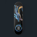 Skateboard *~* AP88 Dragón metalico elemental azul bucal<br><div class="desc">(Código de búsqueda AP88 para encontrar elementos similares ) Transferir fácilmente a otros productos Zazzle. Elemento elemental DRAGON con ANILLO de FUEGO / LLAMAS / LLAMA y MONOGRAMA INICIAL para su nombre - Mantener o editar o borrar el texto. Este Fierce Popular trending skateboard estilo chino personalizado pro Element Dragon...</div>