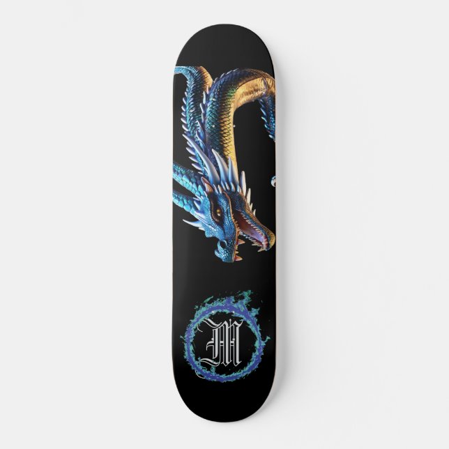 Skateboard *~* AP88 Dragón metalico elemental azul bucal (Anverso)