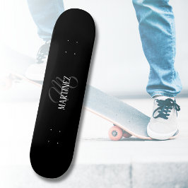 Skateboard Apellido personalizado elegante negro | Nombre