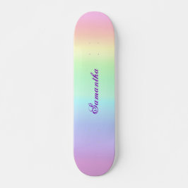 Skateboard Apellido púrpura estético del arcoiris del Pastel