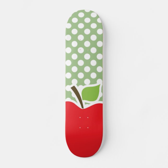 Skateboard Apple con puntos de polka verde laurel (Anverso)