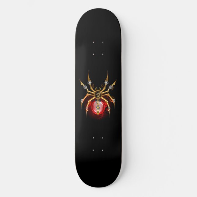 Skateboard Araña de vapor sobre negro (Anverso)