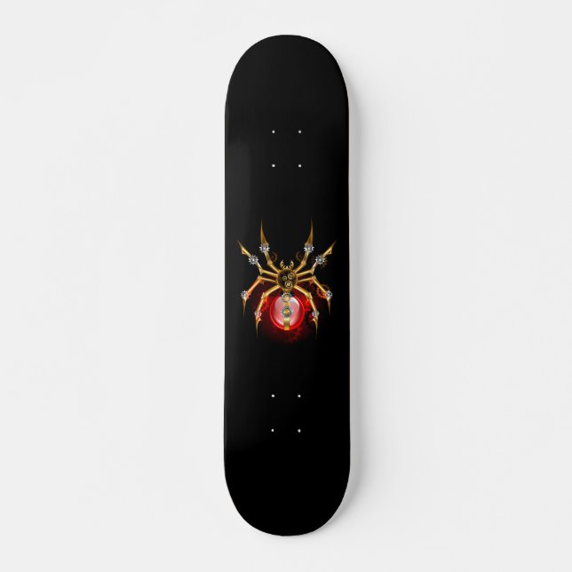 Skateboard Araña de vapor sobre negro (Anverso )