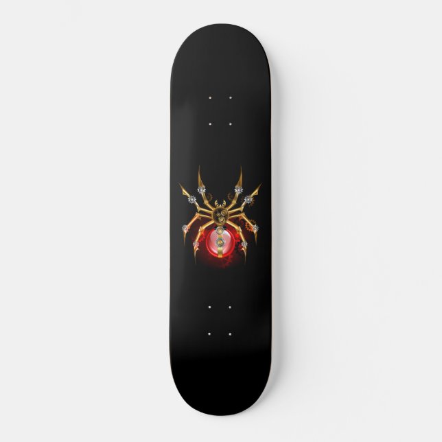 Skateboard Araña de vapor sobre negro (Anverso)