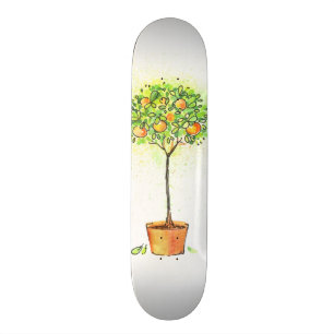 Skateboard Árbol de cítricos de acuarela pintado en olla