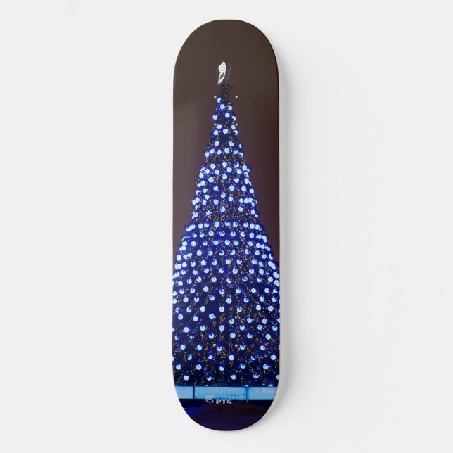 Skateboard Árbol de Navidad de luces azules (Anverso)